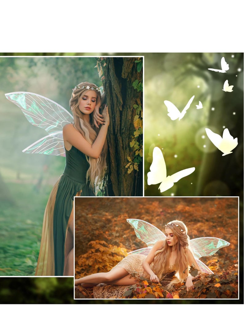 Zikra Fairy Wings Costume Set for Girls, Shiny Transparent Butterfly Wand, Headband Women Birthday Dress Up - Image 4