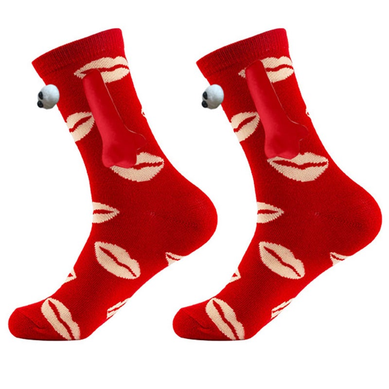 2024 Popular Valentine'S Day Couple Heart Magnet Magnet Holding Hand Socks Mid-Calf Socks Breathable - Image 2