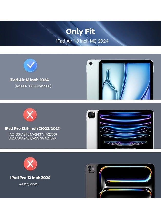 راكسوم غطاء رفيع لجهاز iPad Air مقاس 13 بوصة (M2 2024) - غطاء خلفي شفاف مع خاصية الإيقاظ/السكون التلقائي ودعم Touch ID، أزرق داكن - Image 2