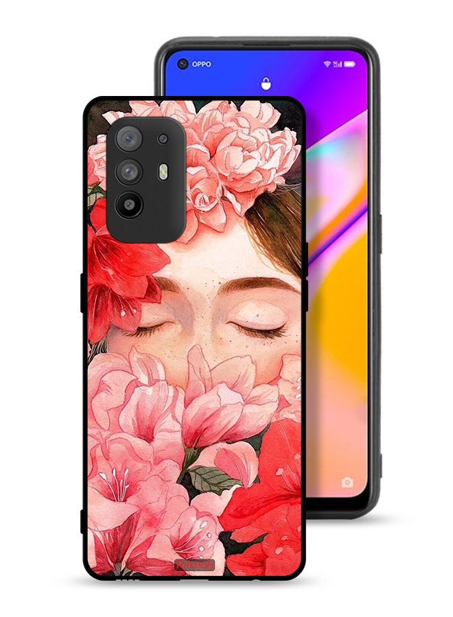 Tolwak Oppo F19 Pro Plus 5G Protective Case Cover Girl Face Hide In Flowers Art - Image 1