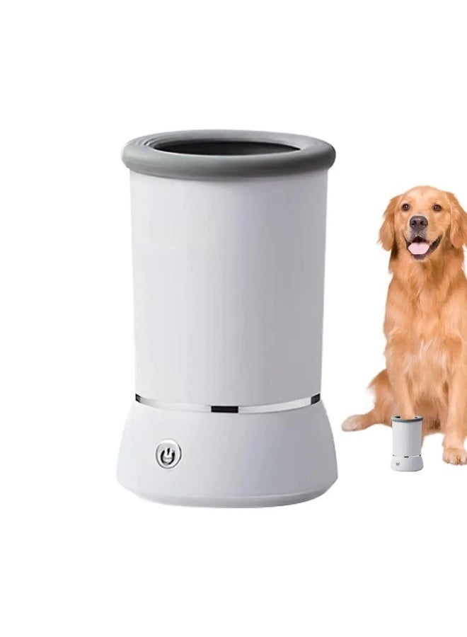 منظف ​​أقدام الحيوانات الأليفة الأوتوماتيكي للكلاب - كوب غسيل أقدام كهربائي محمول بشعيرات سيليكون ناعمة ومنشفة من الألياف الدقيقة لسهولة التنظيف - مثالي للحيوانات الأليفة (أبيض، مقاس واحد) - Image 1
