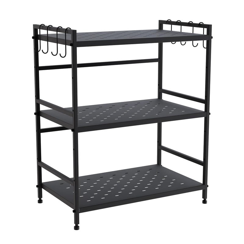 MY ARMOR 3-Tier Metal Microwave Oven Stand, Storage Organizer for Kitchen Counter, Utensils Organizer for Kitchen, Shelf Dish Kitchen Rack for Home & Kitchen Appliances, Black - Image 1