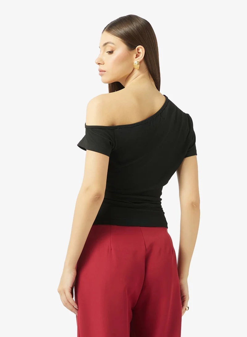 ELLA Aysmmetric Neck Fittted Top