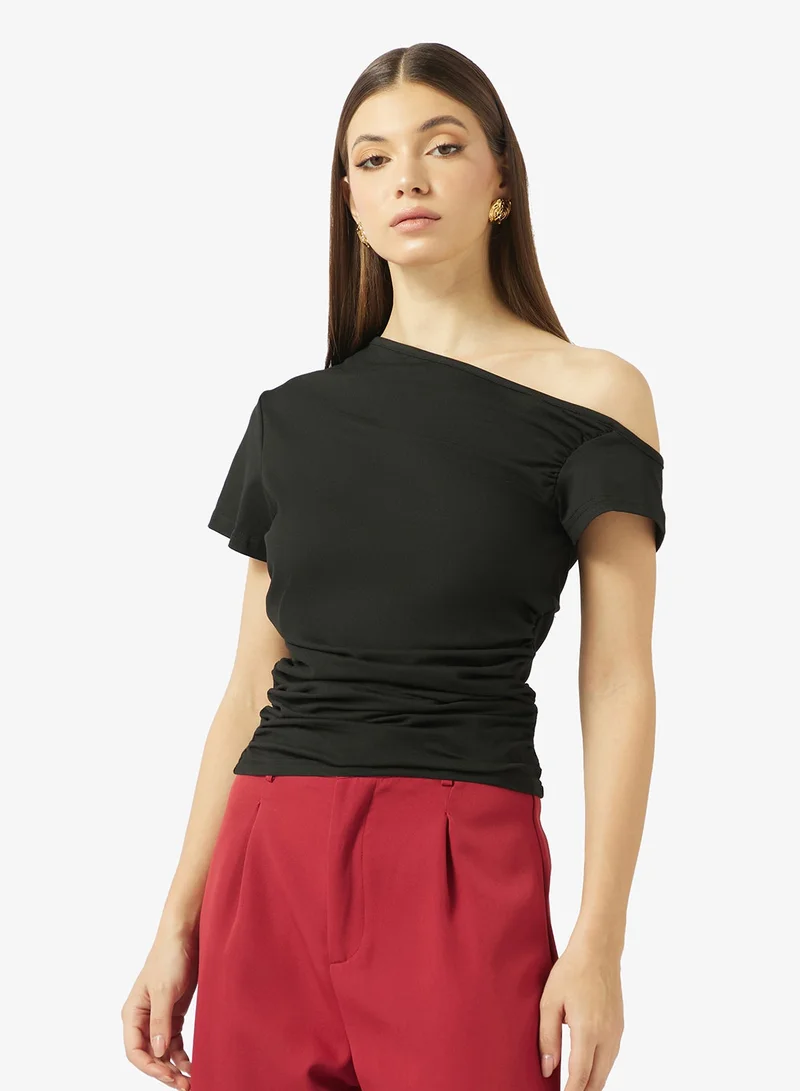 ELLA Aysmmetric Neck Fittted Top