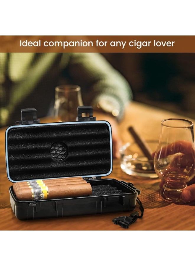 Travel Cigar Humidor Case - Portable Cigar Box kit with Humidifier Disc, Cigar Cutter, Cigar Punch, Cigar Holder & Dropper, Waterproof, Crushproof, Airtight (Holds up to 5 Cigars) - Image 4