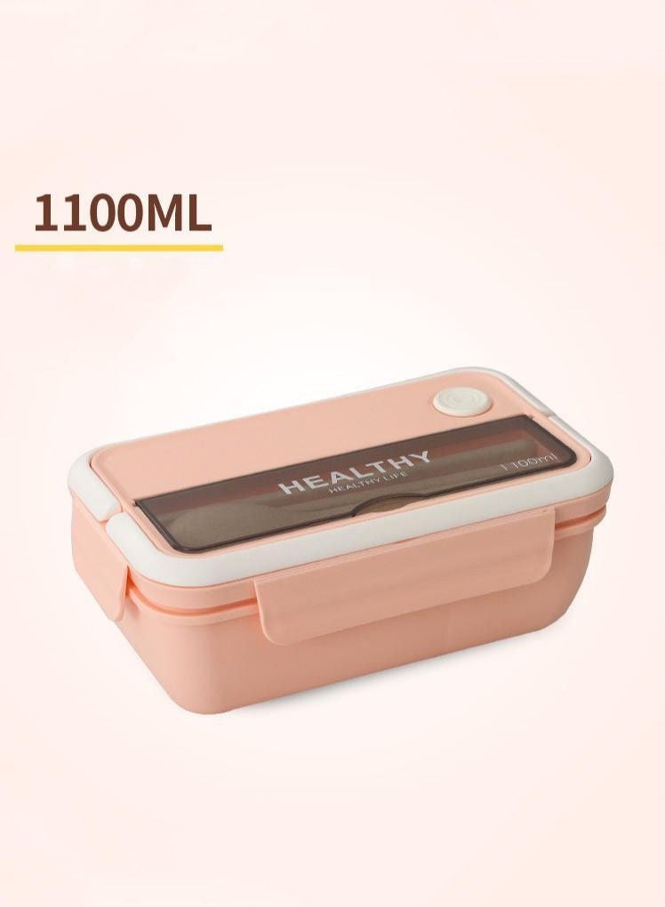 XiuWoo 4-Piece Lunch Box Set 1100ML Bento Box With Dinner Cup And Cutlery-Pink  - Image 2