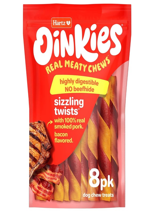 Hartz Oinkies Porkalicious Smoked Pig Skin Twists Bacon Flavored Dog Treats, 8.7 Ounce - Image 1
