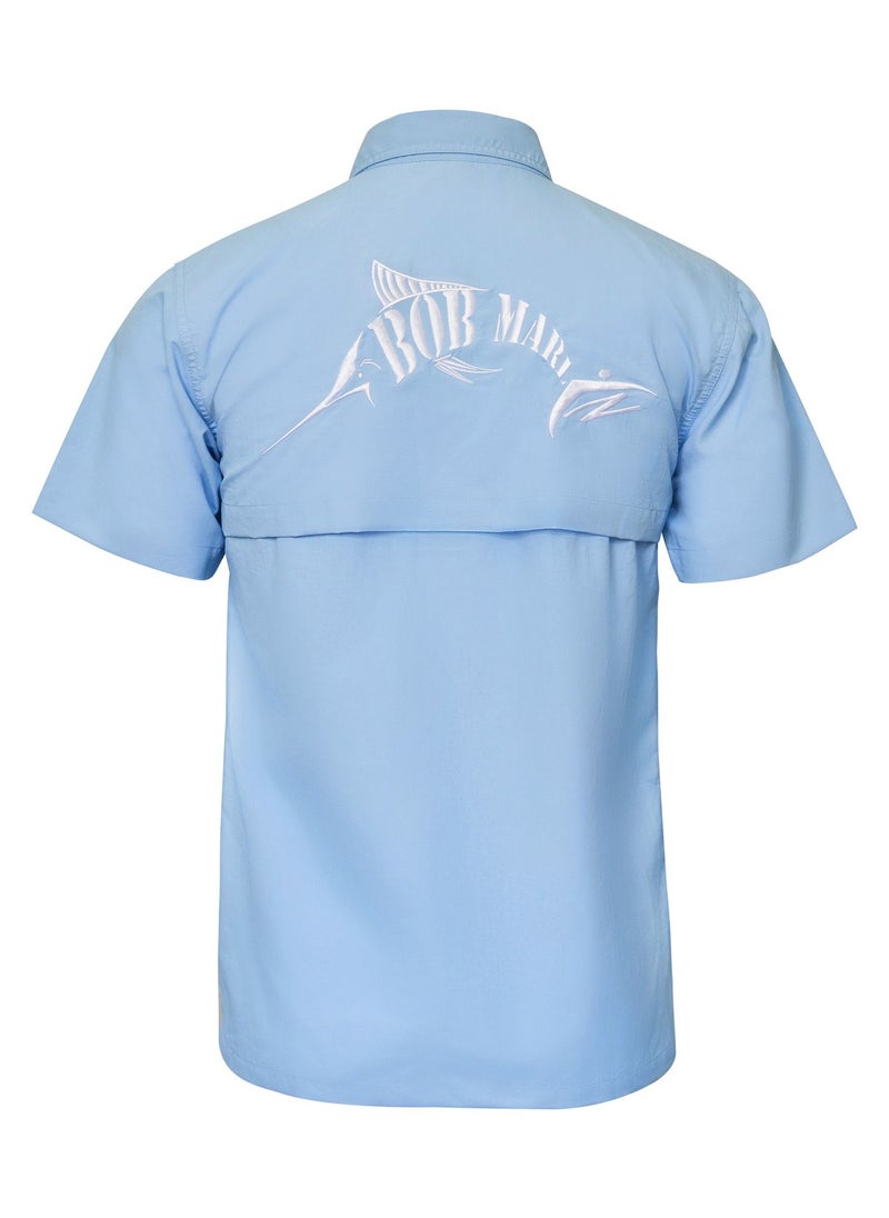 BOB MARLIN - Marlin Upf50+ Uv Protection Button Up Fishing Shirts Blue - Image 1