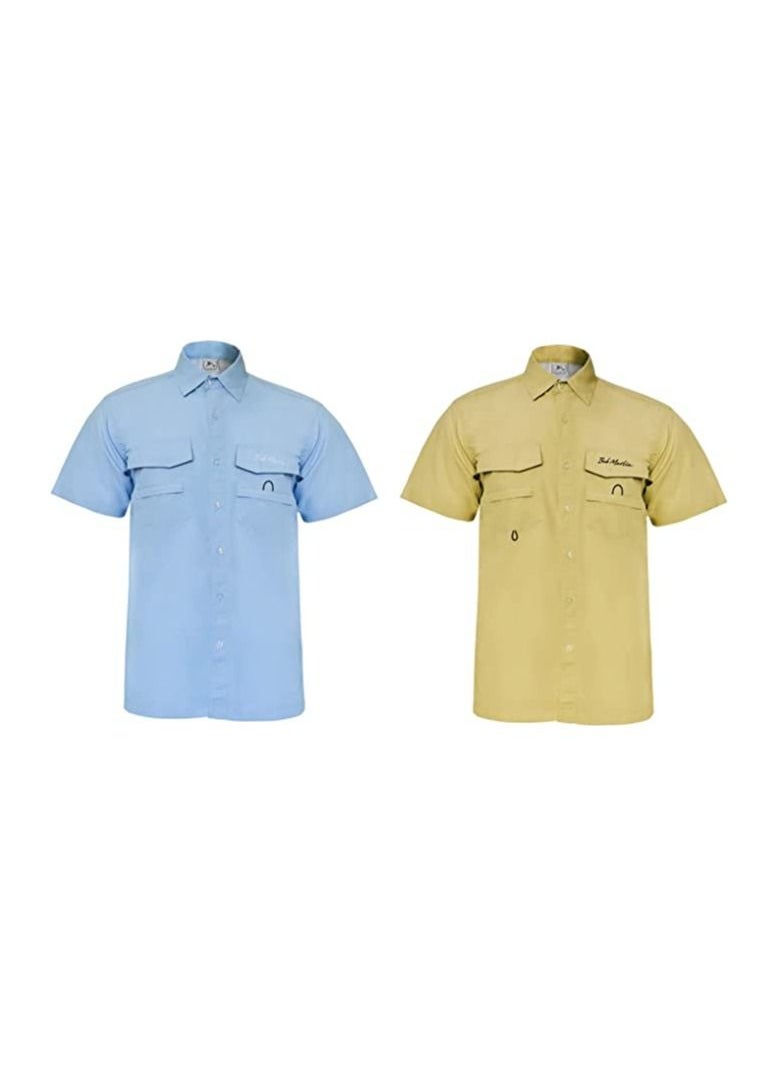 BOB MARLIN - Marlin Upf50+ Uv Protection Button Up Fishing Shirts Blue - Image 1