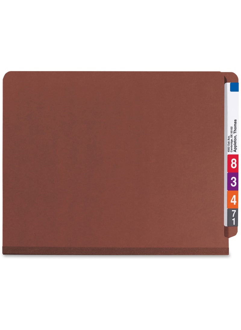 Smead Smead 100% Recycled End Tab Pressboard Classification File Folder with SafeSHIELD Fasteners, 3 Dividers, 3" Expansion, Letter Size, Red, 10 per Box (26865)  - Image 5