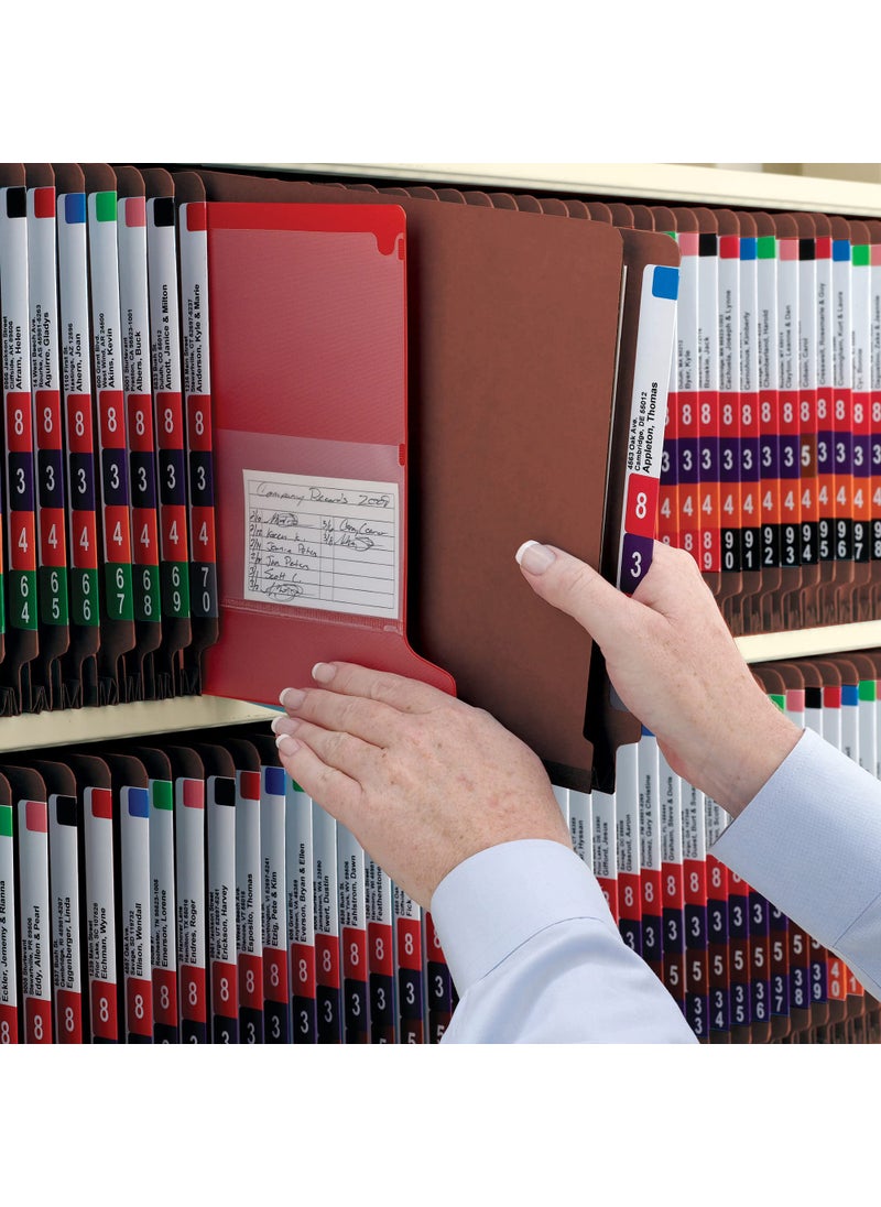 Smead 100% Recycled End Tab Pressboard Classification File Folder with SafeSHIELD Fasteners, 3 Dividers, 3" Expansion, Letter Size, Red, 10 per Box (26865)
