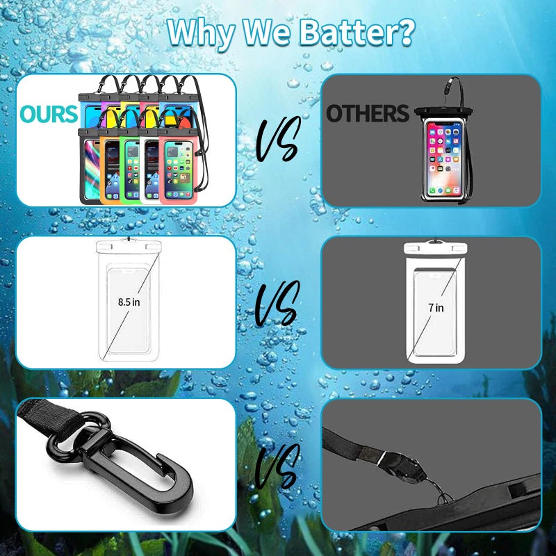 Famoby 8 Pack Multicolor Universal Waterproof Phone Pouch, Large Phone Waterproof Case Dry Bag (Protection Level: IP68) Outdoor Sports for Apple iPhone,Samsung,and up to 7.5" (Multicolor 8 Pack) - Image 3