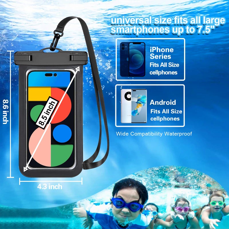 Famoby 8 Pack Multicolor Universal Waterproof Phone Pouch, Large Phone Waterproof Case Dry Bag (Protection Level: IP68) Outdoor Sports for Apple iPhone,Samsung,and up to 7.5" (Multicolor 8 Pack) - Image 2