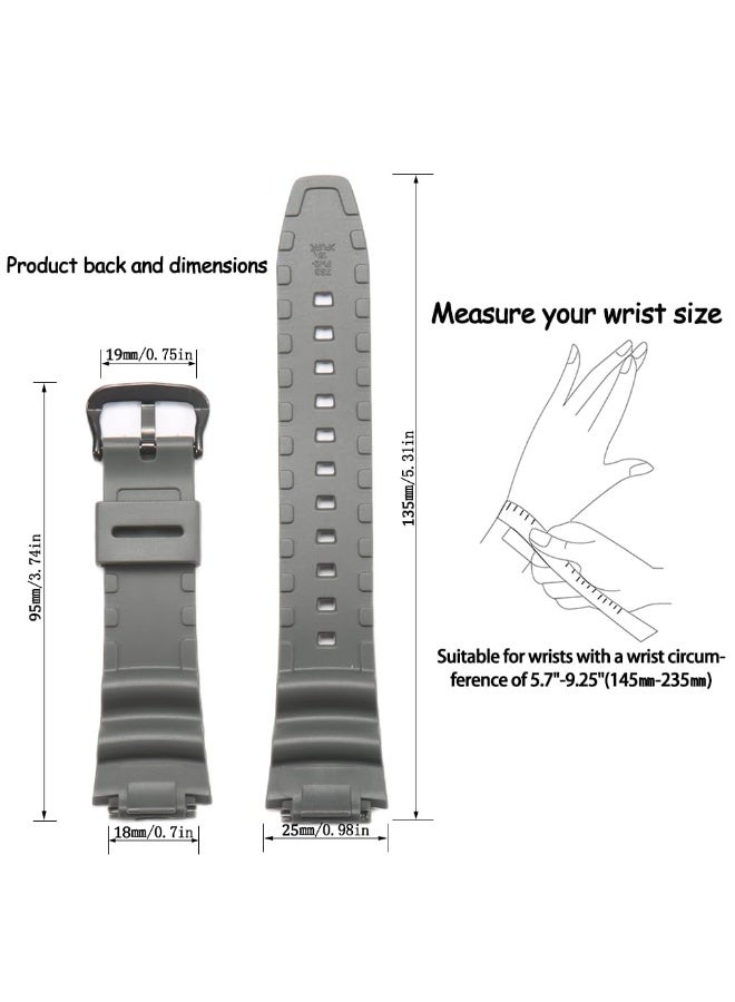 KISSUN Natural Resin Replacement Watch Band Compatible with Casio AE-1200 SGW-300H MRW-200H W-735H Waterproof Rubber strap - Image 3