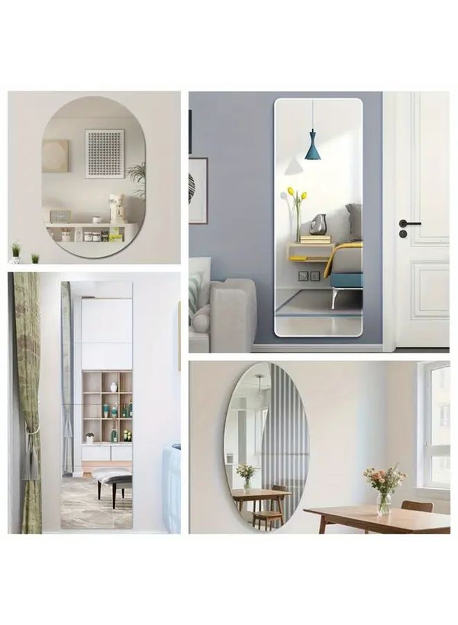 1pc Frameless Self Adhesive Soft Classic Acrylic Full Length Vertical Rectangular Mirror 11.81x23.62 Inch Large Wall Mirror For Bathroom Bedroom Wardrobe Gym Easy Peel And Stick Installation Space Saving Modern Home Decor - Image 1