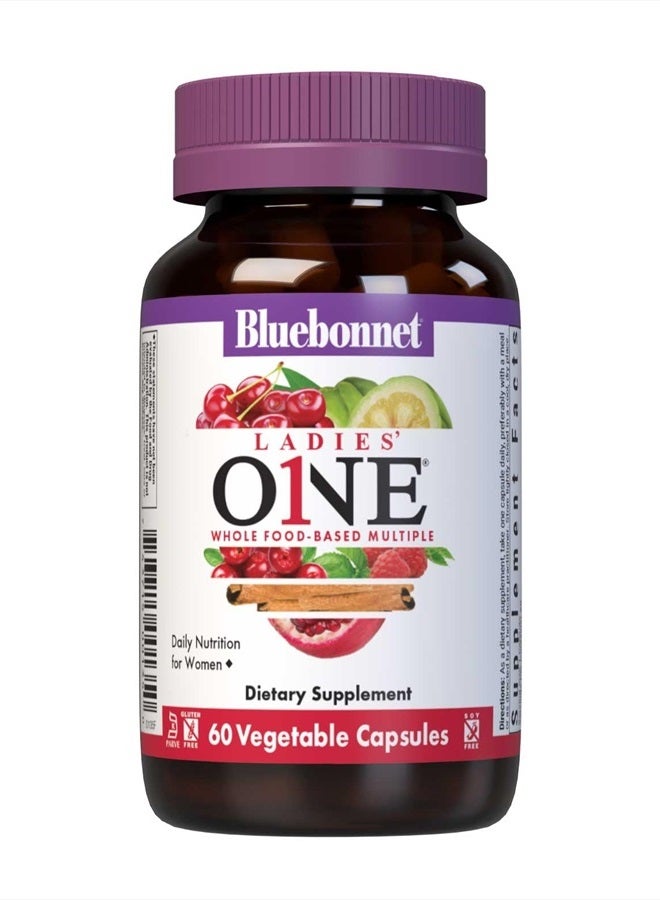 BlueBonnet Nutrition Ladies One Vegetable Capsule, Whole Food Multiple, K2, Organic Vegetable, Energy, Vitality, Non-GMO, Gluten Free, Soy Free, Milk Free, Kosher, 60 Vegetable Capsule, 2 Month Supply - Image 1
