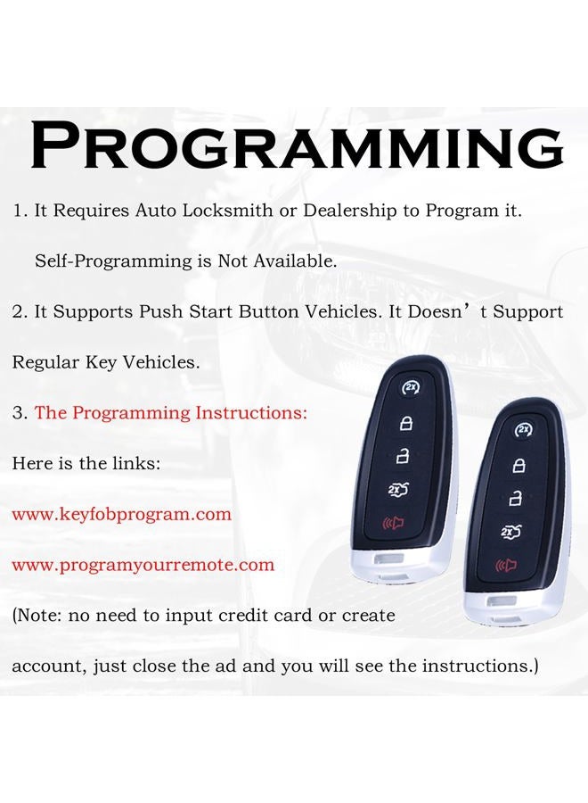 SUPALAND بديل مفتاح السيارة عن بُعد يناسب فورد إكسبلورر إيدج 2011-2015 إكسبيديشن فليكس تورس 2013-2019 فوكاس إيسكيب لينكولن إم كيه إس إم كيه تي إم كيه إكس نافيجيتور مجموعة من اثنين M3N5WY8609 164-R8092 164-R8094 - Image 4