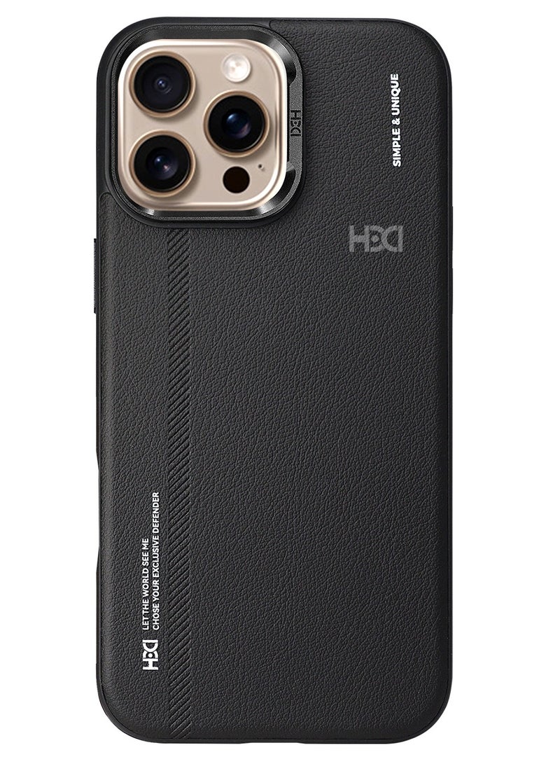 أتش دي دي حافظة جلدية فاخرة من Hdd متوافقة مع MagSafe مع حامل لمشاهدة الفيديو لجهاز iPhone 15 Pro Max (أسود)