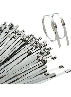 Y&D 100-Piece Stainless Steel Zip Ties Silver  - Image 1