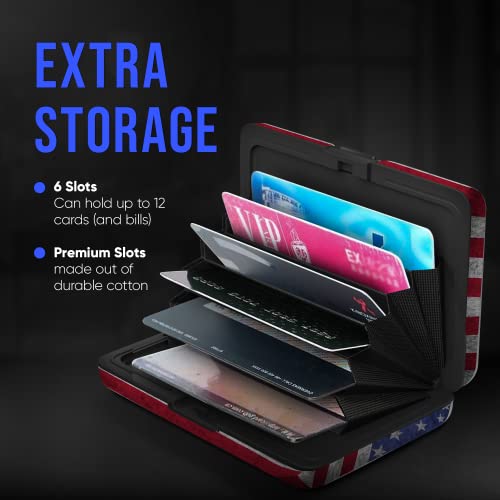 TopMost Aluminum Wallet, Card Case Wallet, Metal Rfid Credit Card Holder for Men & Women, 6 Cotton Slots for 12 Cards And Bills, Rfd Protective (USA Flag) - Image 4