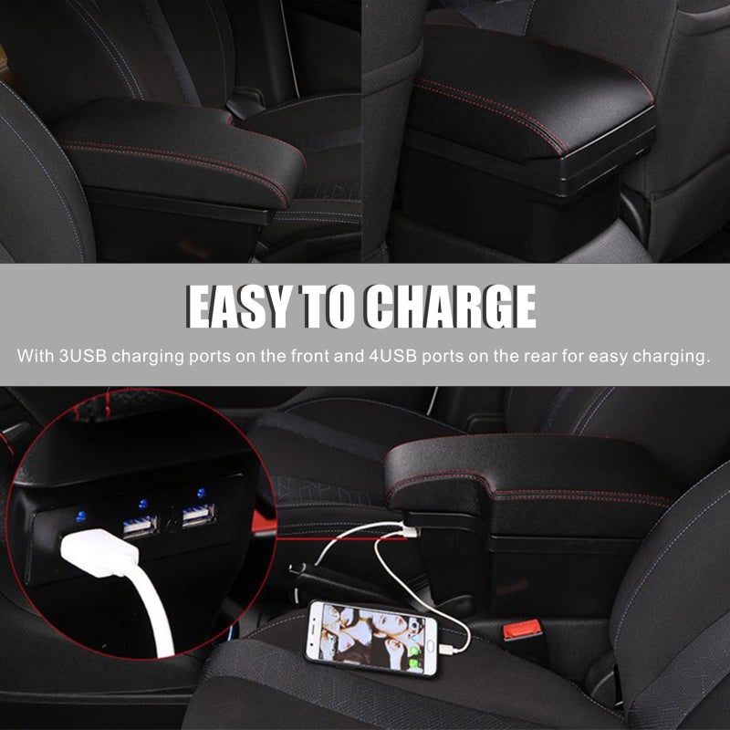Tocsho Consoles Armrest for Nissan Juke 2010-2017 Center Console Box Armrest Box with USB Charge Black Stitching - Image 5