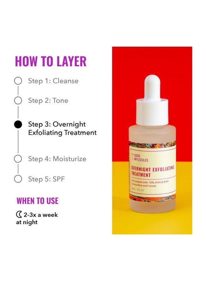 علاج التقشير الليلي - مقشر للوجه بحمض ألفا هيدروكسي لتوحيد لون البشرة وملمسها - مصغر للمسام، العناية بالبشرة للوجه بحمض الساليسيليك - Image 3