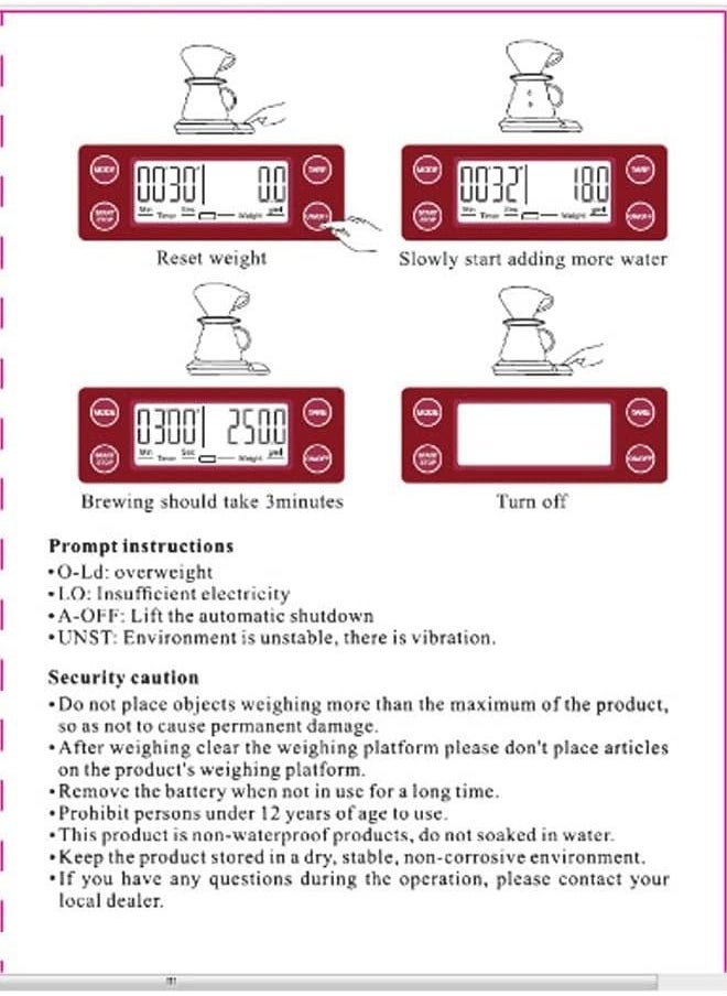 LCD Display Coffee Drip Scale - 5kg/0.1g