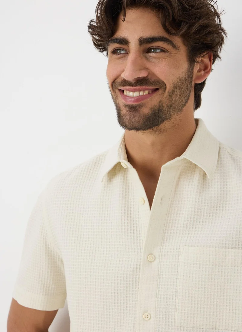 Matalan Ecru Waffle Short Sleeve Shirt