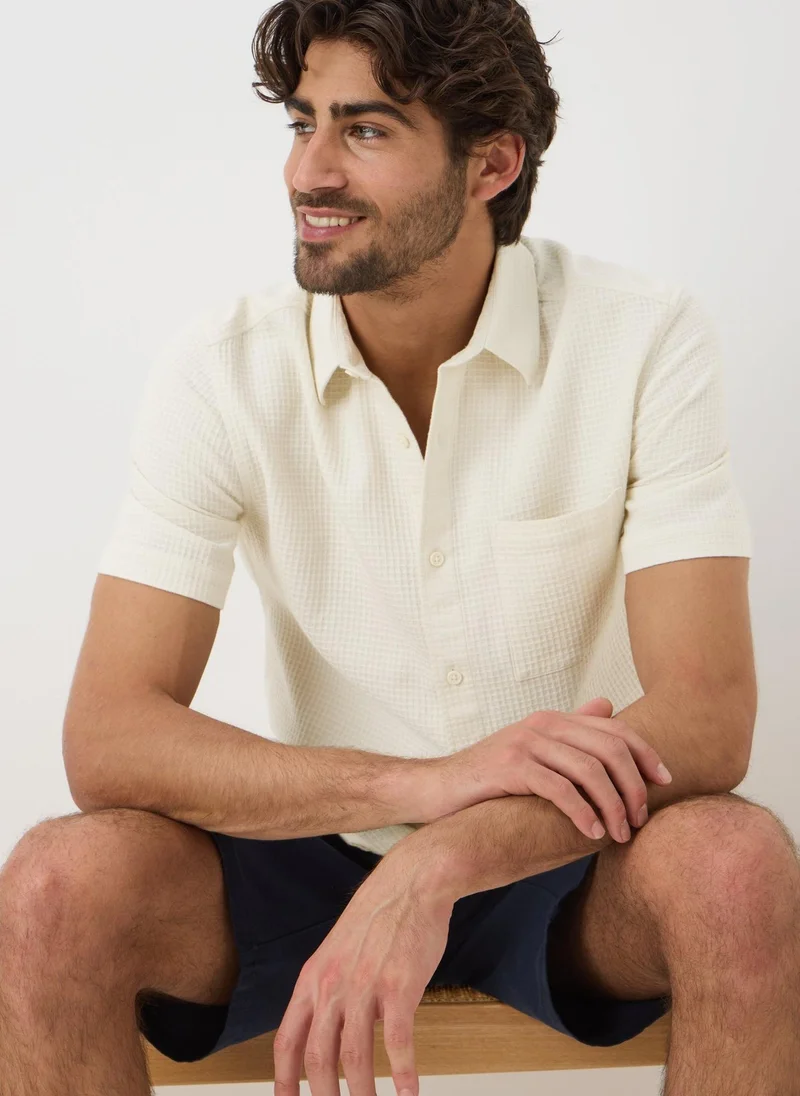 Matalan Ecru Waffle Short Sleeve Shirt