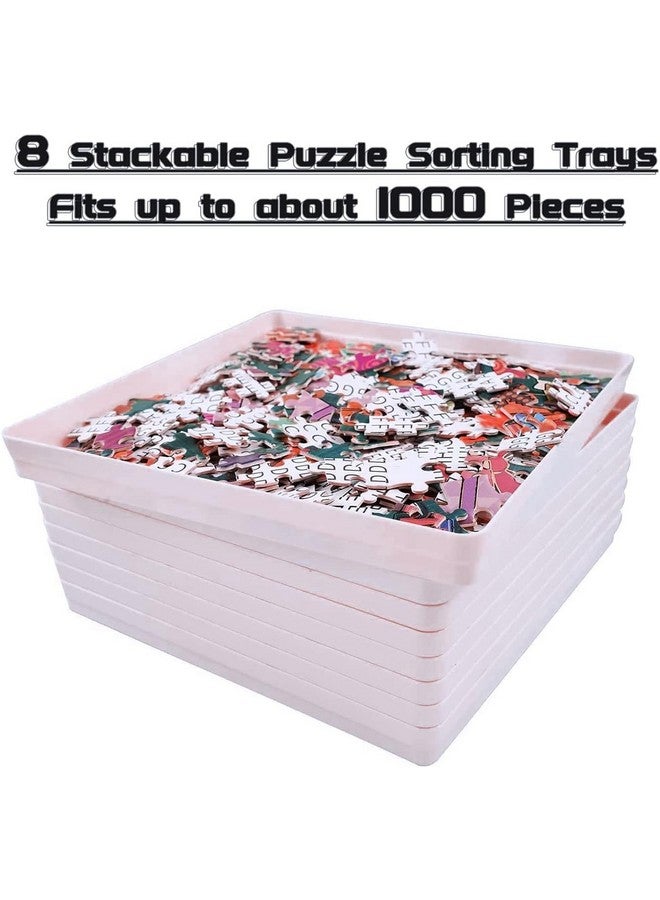 WISHDIAM WISHDIAM 8 Puzzle Sorting Trays Fit Up to 2000 Pieces Puzzles Jigsaw Puzzle Trays Puzzles Accessories Puzzle Stacking Trays Gift for Puzzlers(White)  - Image 2
