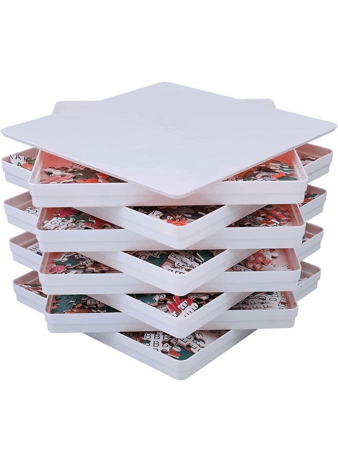 WISHDIAM WISHDIAM 8 Puzzle Sorting Trays Fit Up to 2000 Pieces Puzzles Jigsaw Puzzle Trays Puzzles Accessories Puzzle Stacking Trays Gift for Puzzlers(White)  - Image 1