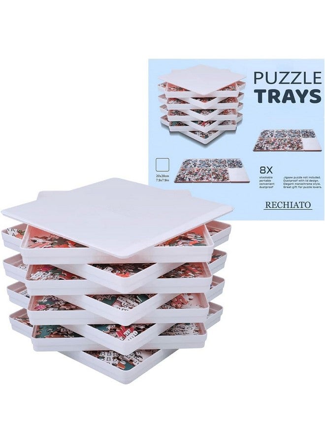 WISHDIAM WISHDIAM 8 Puzzle Sorting Trays Fit Up to 2000 Pieces Puzzles Jigsaw Puzzle Trays Puzzles Accessories Puzzle Stacking Trays Gift for Puzzlers(White)  - Image 5