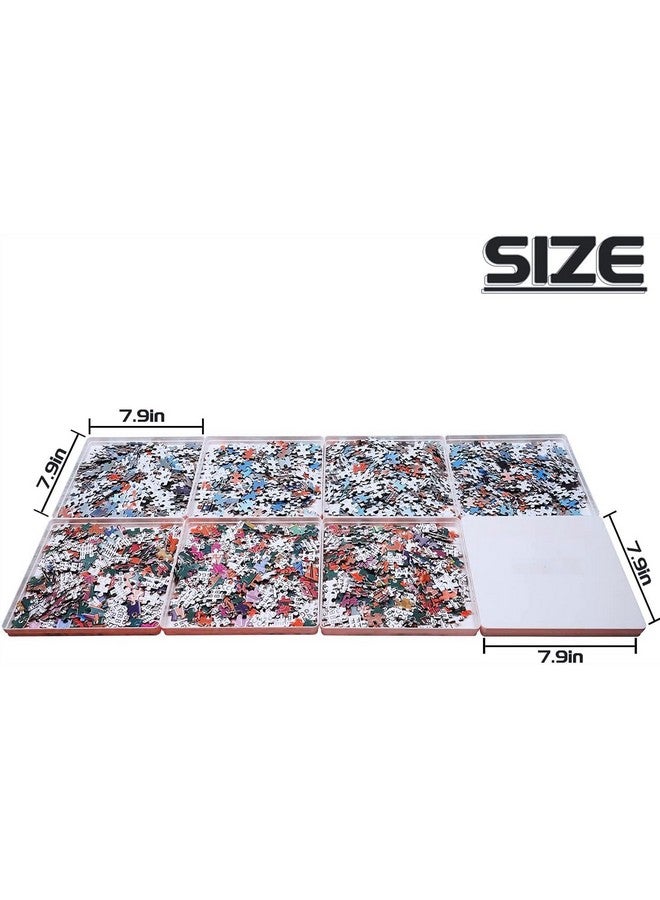 WISHDIAM WISHDIAM 8 Puzzle Sorting Trays Fit Up to 2000 Pieces Puzzles Jigsaw Puzzle Trays Puzzles Accessories Puzzle Stacking Trays Gift for Puzzlers(White)  - Image 3