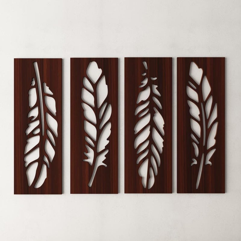 Marktna Decorative wooden panel with a feather pattern, measuring 80x60 cm - Image 2