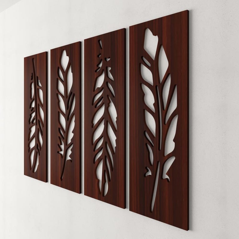 Marktna Decorative wooden panel with a feather pattern, measuring 80x60 cm - Image 3