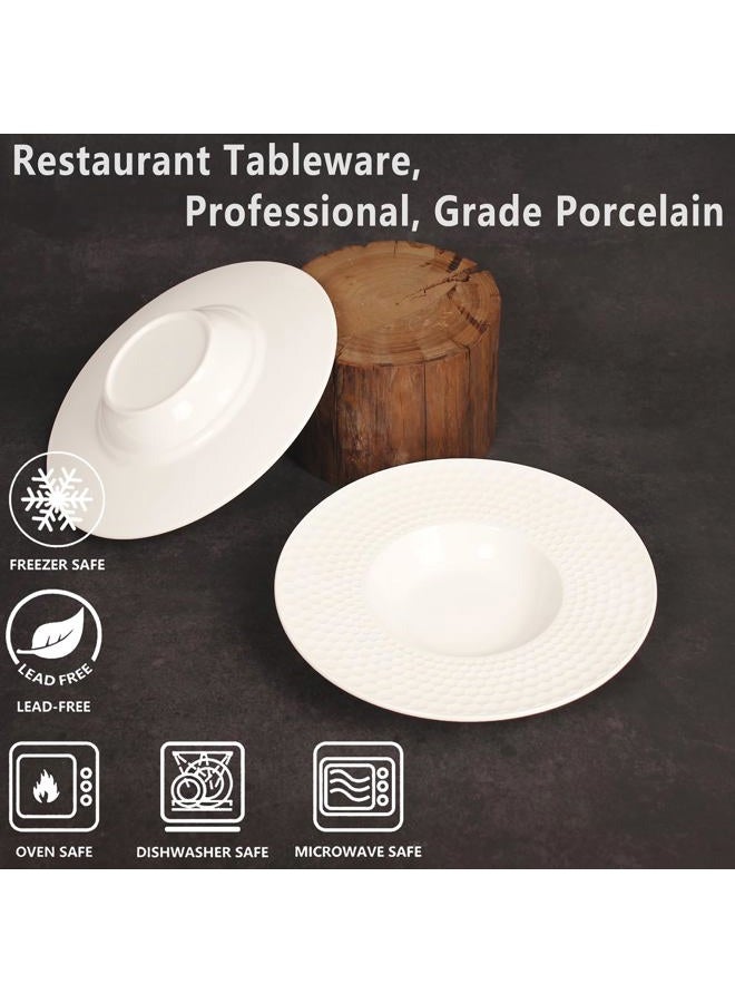 Creativity Home Soup Bowls Soup Plate Porcelain Pasta Bowl Set of 4 Shallow Bowl Plates, 10 oz Rimmed Bowls with Rim, Microwave ovens and refrigerators safe (11 INCH) - Image 3