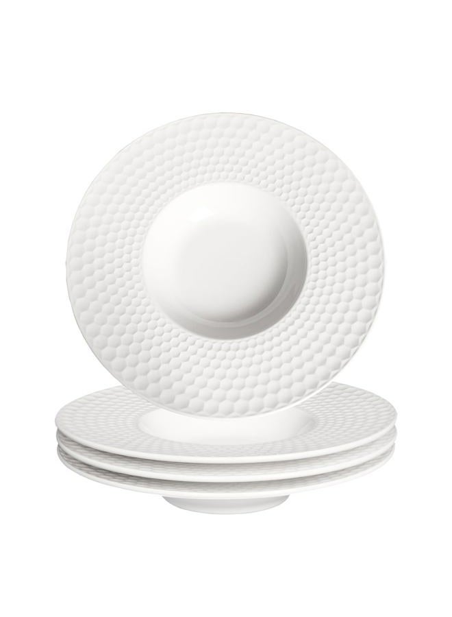 Creativity Home Soup Bowls Soup Plate Porcelain Pasta Bowl Set of 4 Shallow Bowl Plates, 10 oz Rimmed Bowls with Rim, Microwave ovens and refrigerators safe (11 INCH) - Image 1