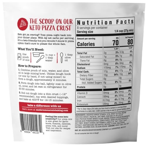 MODERN MOUNTAIN Keto Pizza Crust - Low Carb and Keto Friendly - Only 2g Net Carbs - Incredible Taste and Texture - Zero Sugar - Just Add Water and Oil - Keto Has Never Been So Easy - Keto Food - No Almond Flour - Non-GMO Sourced (7.6oz Mix) (1-Pack) - Image 2