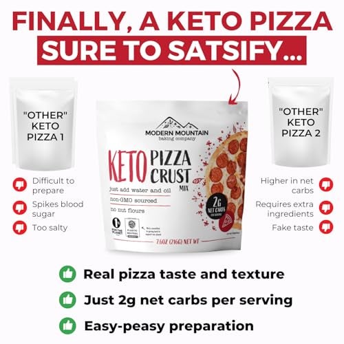 MODERN MOUNTAIN Keto Pizza Crust - Low Carb and Keto Friendly - Only 2g Net Carbs - Incredible Taste and Texture - Zero Sugar - Just Add Water and Oil - Keto Has Never Been So Easy - Keto Food - No Almond Flour - Non-GMO Sourced (7.6oz Mix) (1-Pack) - Image 3