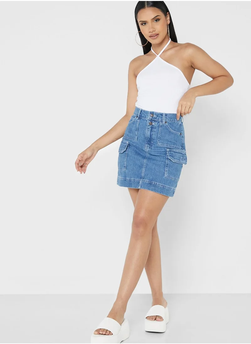 TOPSHOP Pocket Detail Denim Skirt