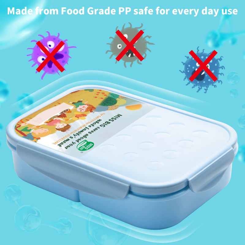 MISS BIG® Bento Box,Bento Box for Kids,Lunch Box Kids,Ideal Leakproof Kids Lunch Box,Lunch Containers No BPAs and Chemical Dyes,M/W,D/W & Fridge Safe(1150ml Blue) - Image 4