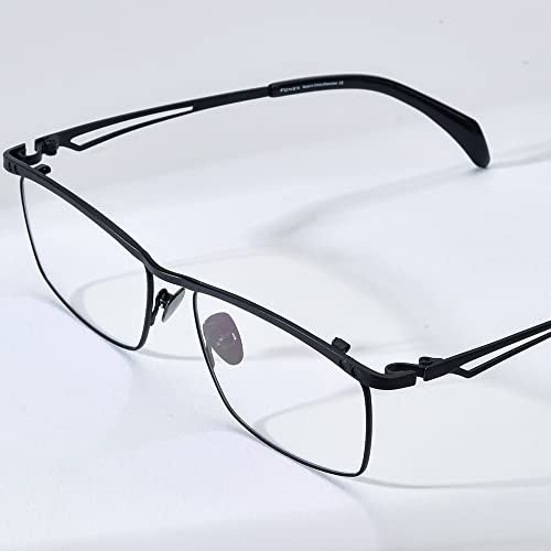 FONEX Pure Titanium Glasses Frame Men Square Magnet Clip On Eyeglasses with Polarized and Night Vision Lens (F85759 Grey with Grey & Night Vision Lens) - Image 2