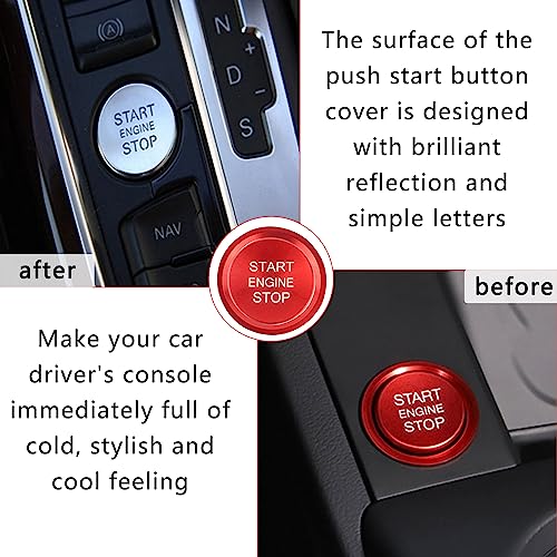 carleef Audi Aluminum Engine Start Button Cover with Metal Ring for Car Decorations (Red) - Image 5