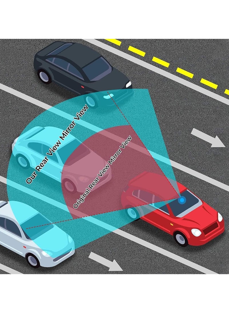 SYOSI مرآة الرؤية الخلفية، مرآة الرؤية الخلفية البانورامية المحدبة العالمية مقاس 11.81 بوصة، مرآة الرؤية الخلفية ذات الزاوية العريضة الداخلية القابلة للتثبيت، تقلل من النقطة العمياء بشكل فعال لسيارات الدفع الرباعي والشاحنات باللون الأزرق - Image 4