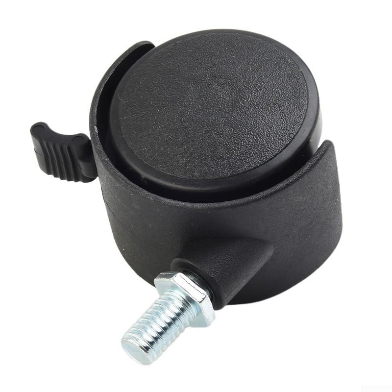 4 Pack Black Nylon Swivel Caster Wheels With Brake M8 Threaded Stem For Furniture Replacement - Image 4