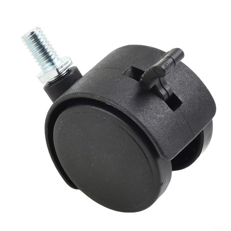 4 Pack Black Nylon Swivel Caster Wheels With Brake M8 Threaded Stem For Furniture Replacement - Image 5