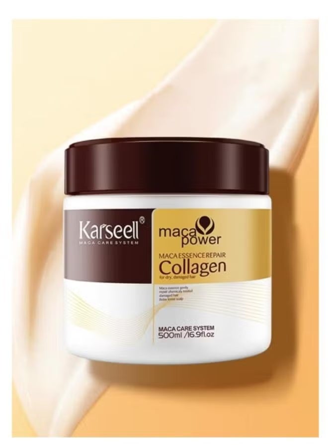 Karseell Collagen Hair Treatment Deep Repair Conditioning Argan Oil Collagen Hair Mask Essence for Dry Damaged Hair All Hair Types 16.90 oz 500ml - Image 1