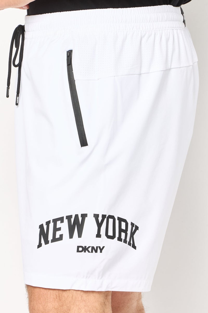 DKNY Men Brand Logo Board Shorts, White - Image 3