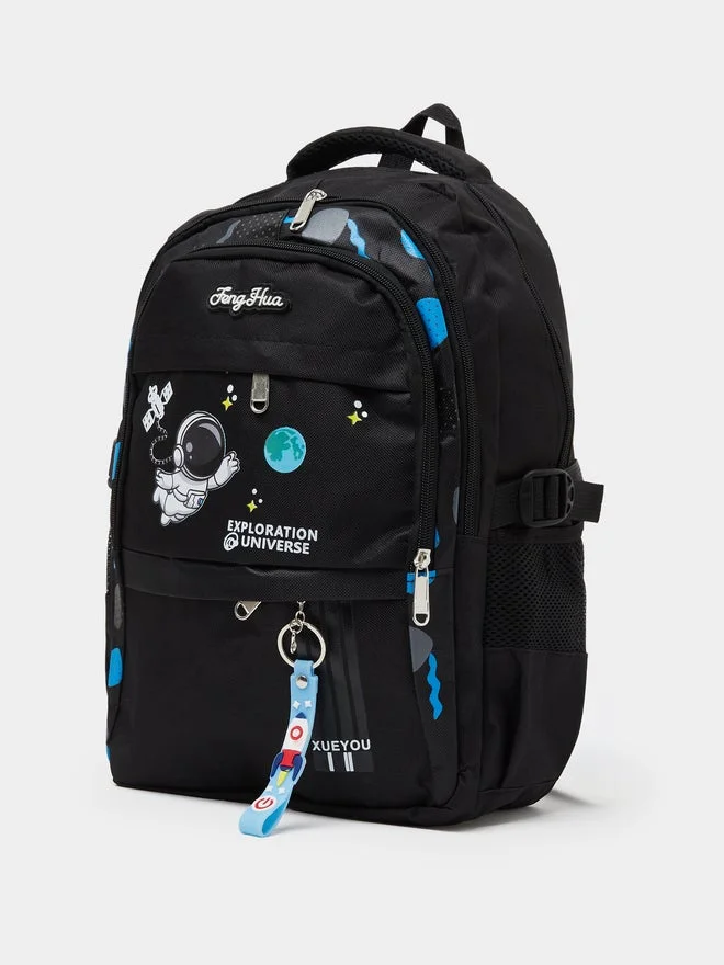 Styli Styli Teen Boys Space-Theme Printed Backpack