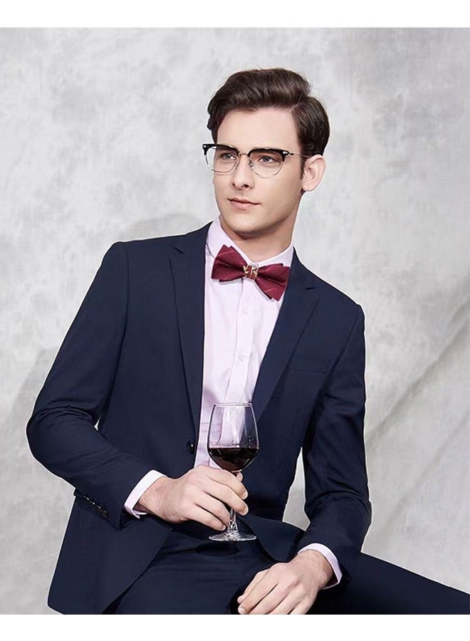 Adjustable Wedding Solid Pattern Bow Tie Dark Red - Image 2